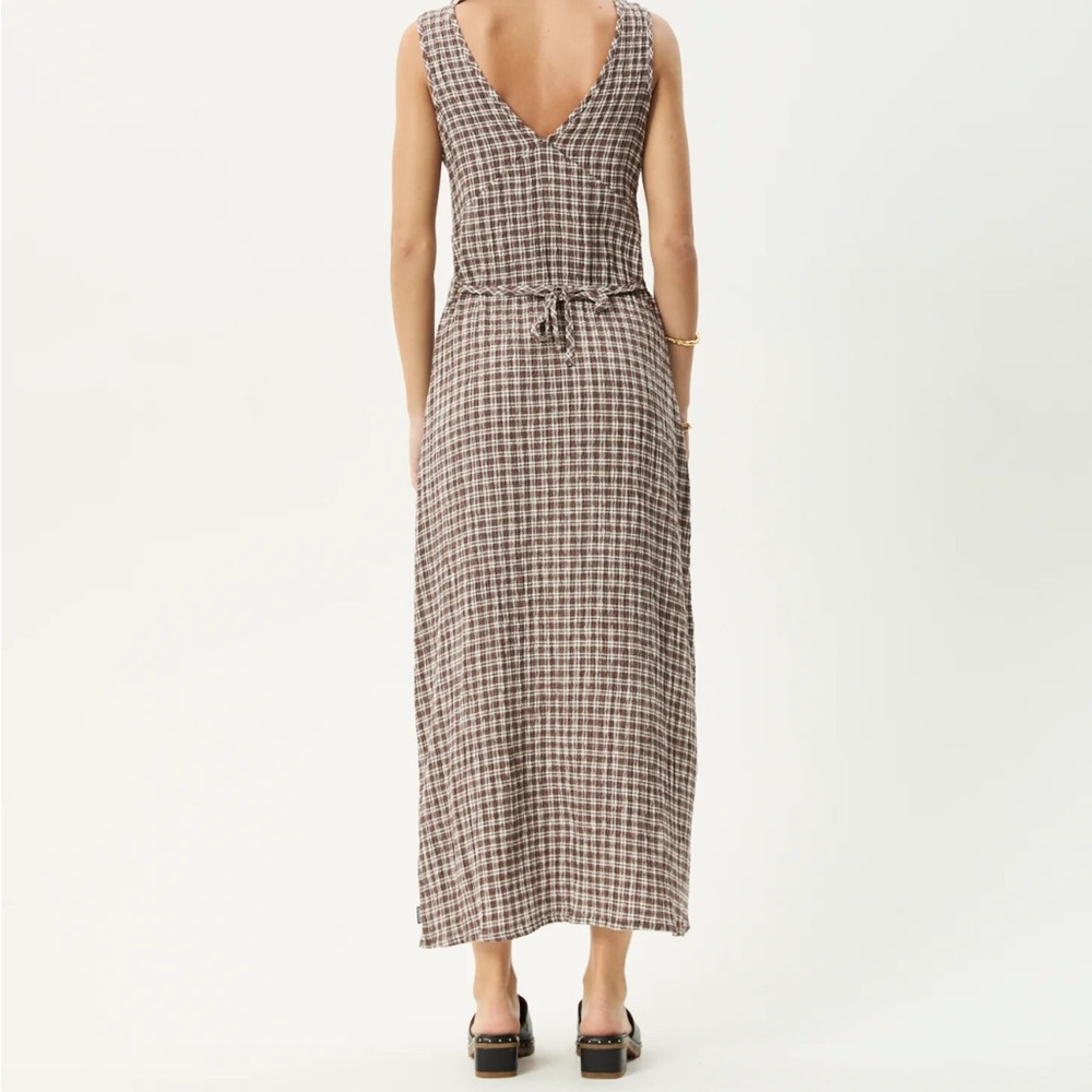 Afends Seersucker Maxi Dress in Coffee XS